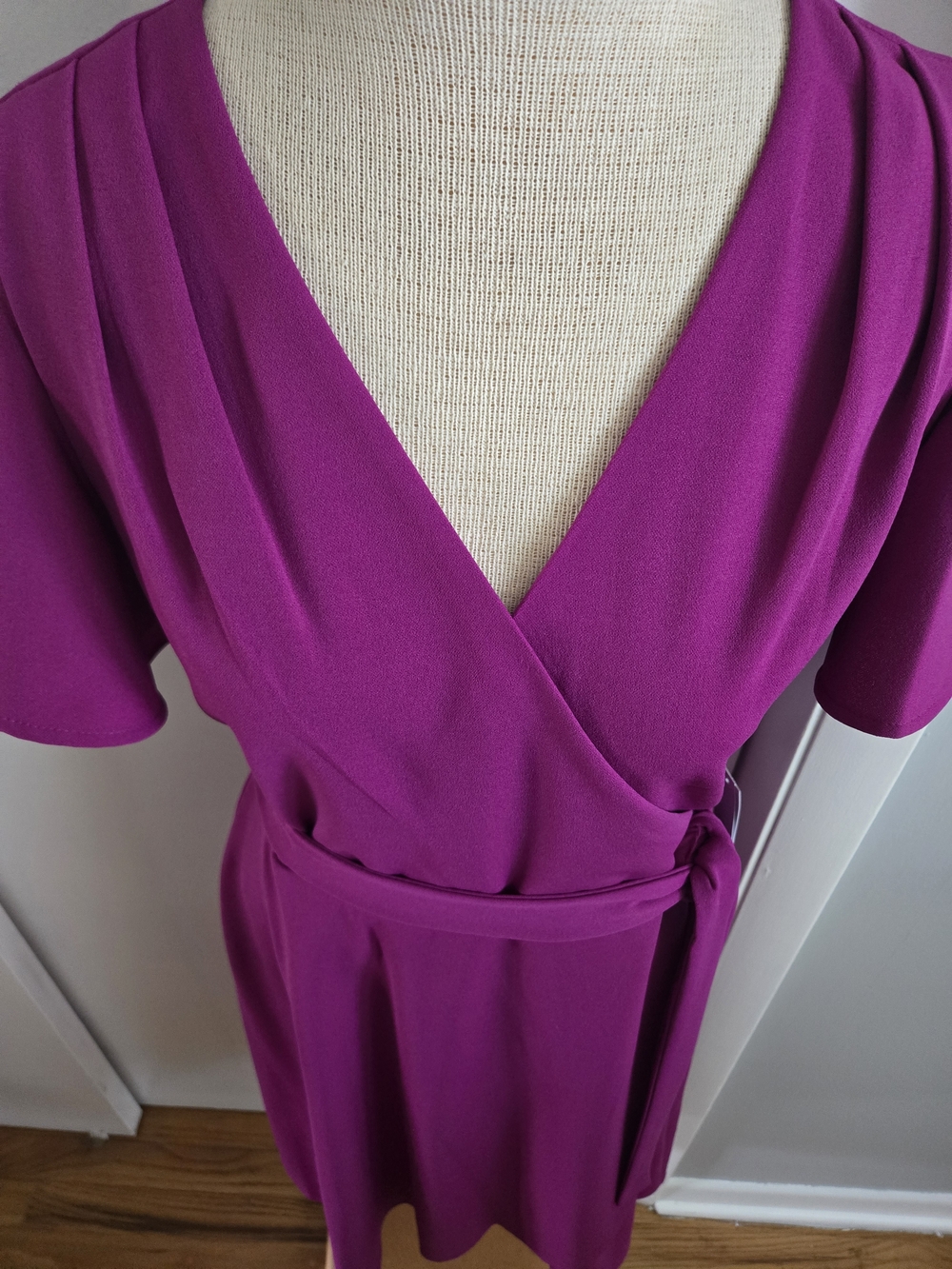 Fuchsia Midi Dress with Belt - Picture 2 of 4